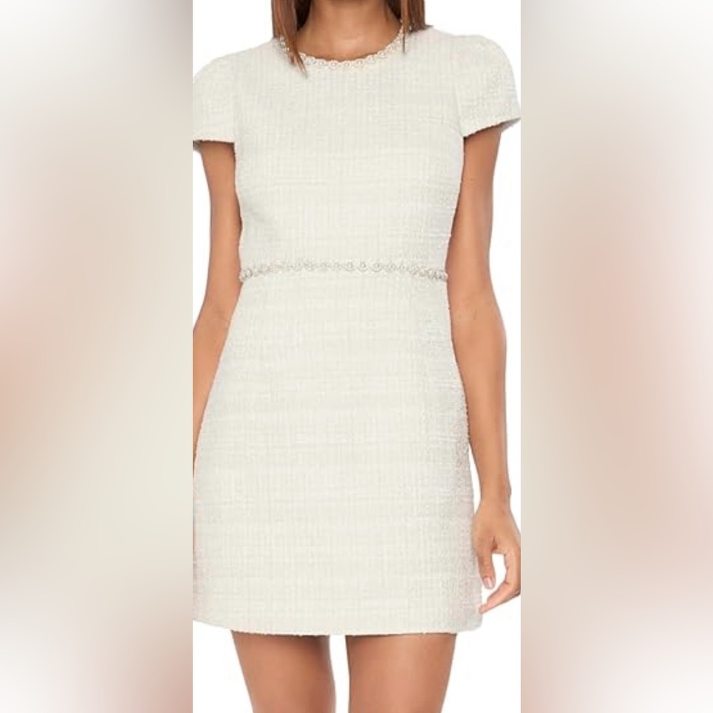 Likely Ivory Tweed Sleeveless Mini Dress